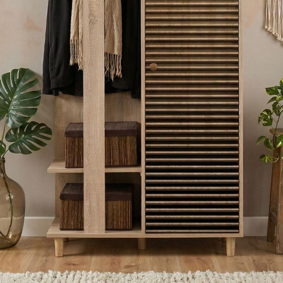 Έπιπλο εισόδου Soho Megapap από μελαμίνη χρώμα sonoma 90x36x194εκ.