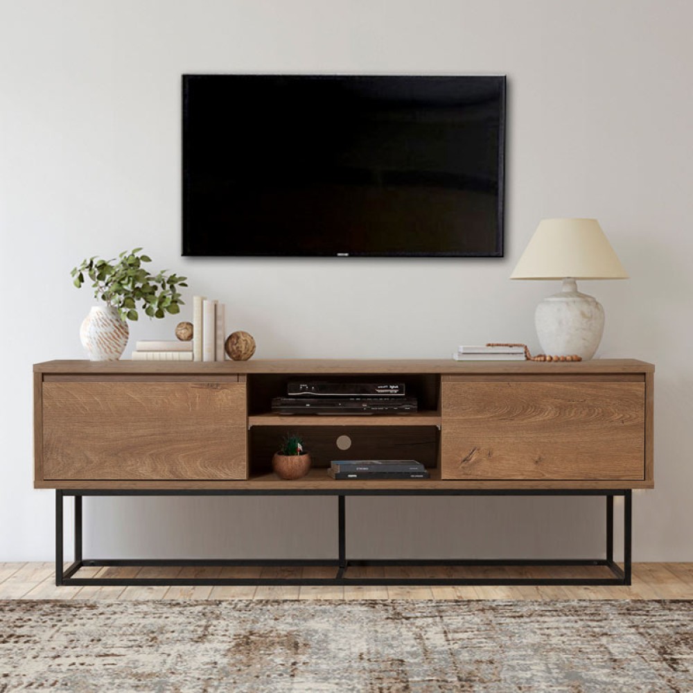 Έπιπλο τηλεόρασης Amedeo Megapap χρώμα καρυδί 140x40x50εκ.