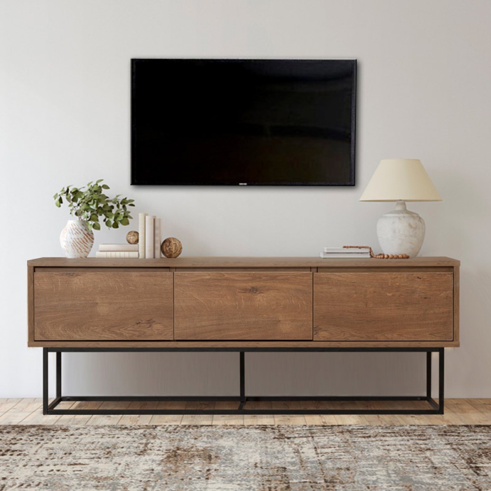 Έπιπλο τηλεόρασης Amedeo Megapap χρώμα καρυδί 140x40x50εκ.