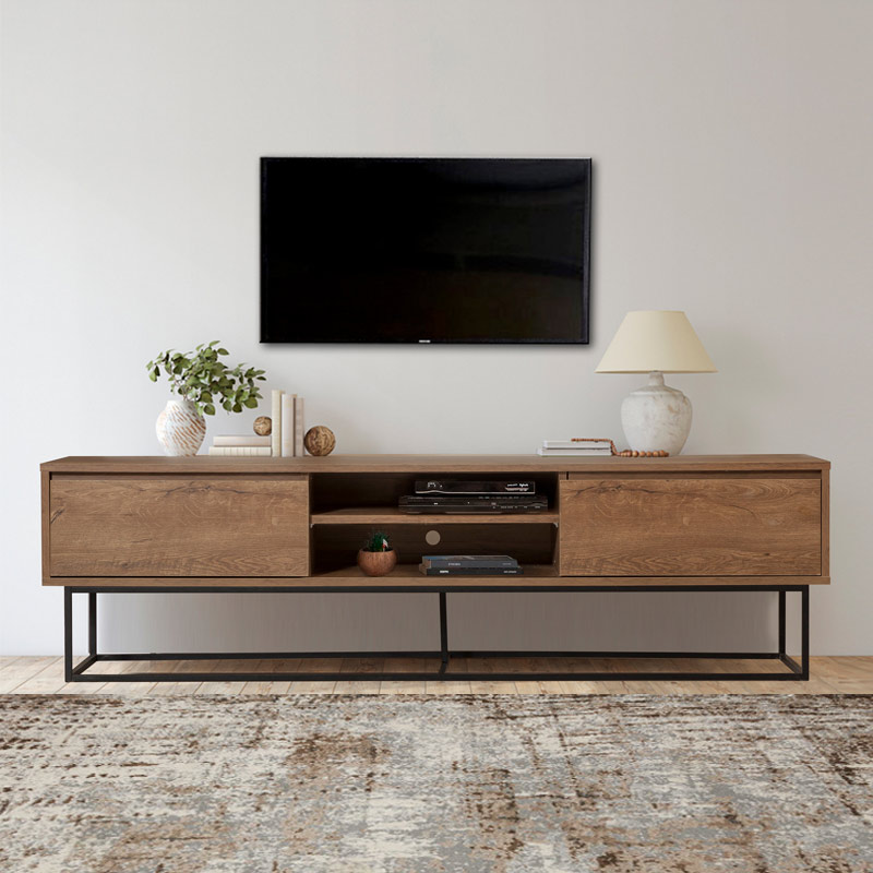 Έπιπλο τηλεόρασης Amedeo Megapap χρώμα καρυδί 180x40x50εκ.