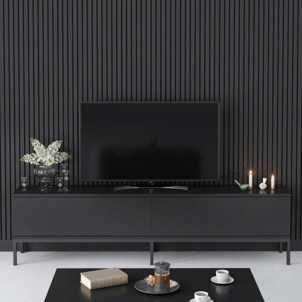 Έπιπλο τηλεόρασης Lord Megapap χρώμα μαύρο 180x30x47εκ.