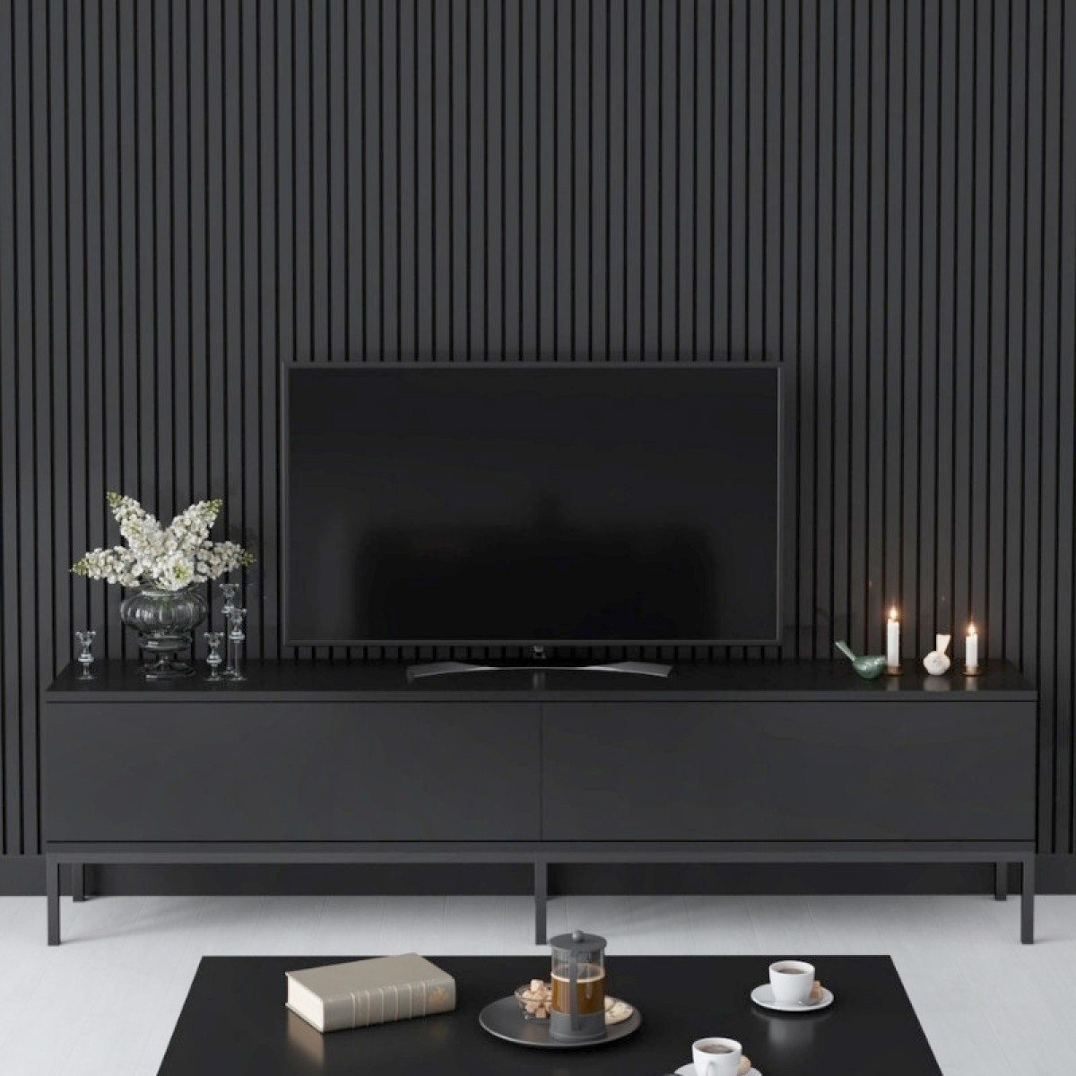 Έπιπλο τηλεόρασης Lord Megapap χρώμα μαύρο 180x30x47εκ.