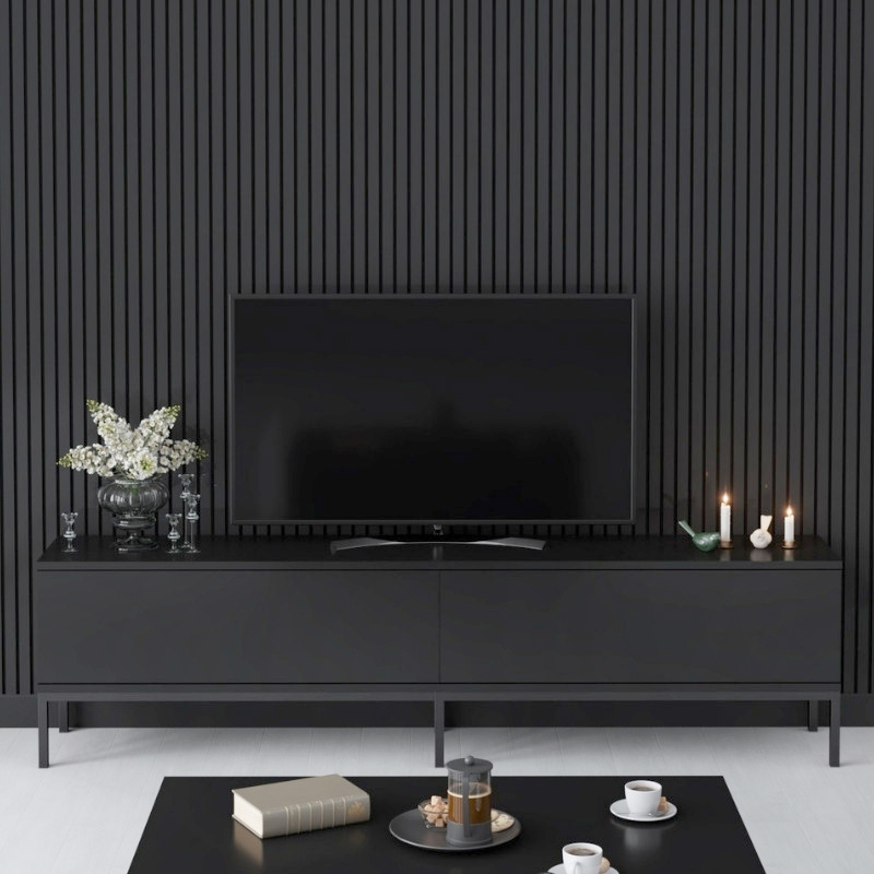 Έπιπλο τηλεόρασης Lord Megapap χρώμα μαύρο 180x30x47εκ.