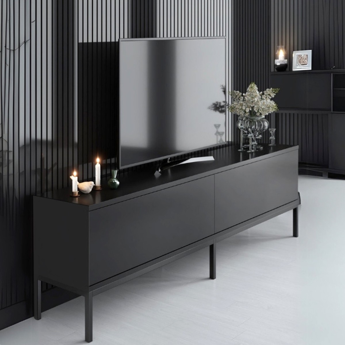Έπιπλο τηλεόρασης Lord Megapap χρώμα μαύρο 180x30x47εκ.