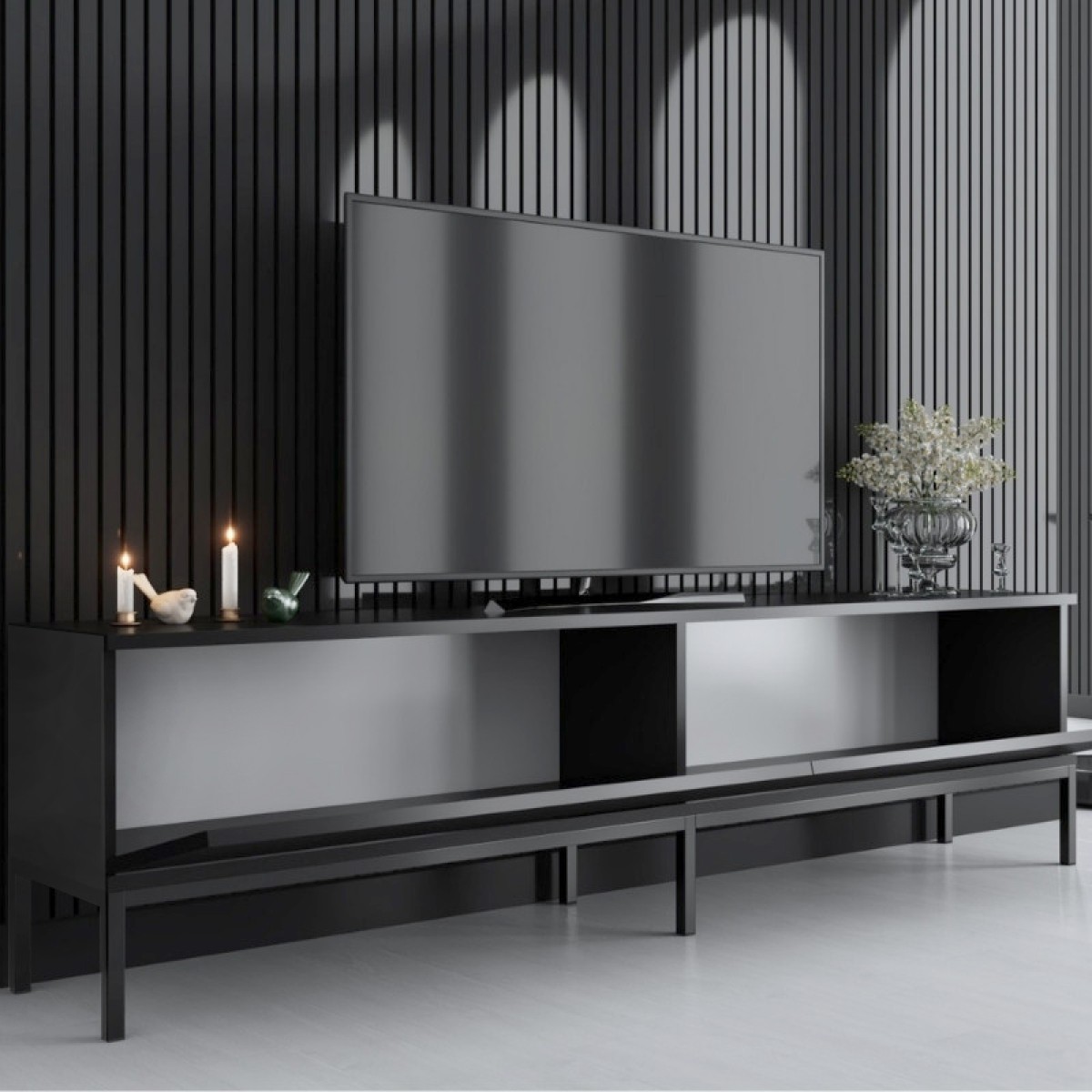 Έπιπλο τηλεόρασης Lord Megapap χρώμα μαύρο 180x30x47εκ.