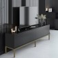 Έπιπλο τηλεόρασης Lord Megapap χρώμα μαύρο - χρυσό 180x30x47εκ.