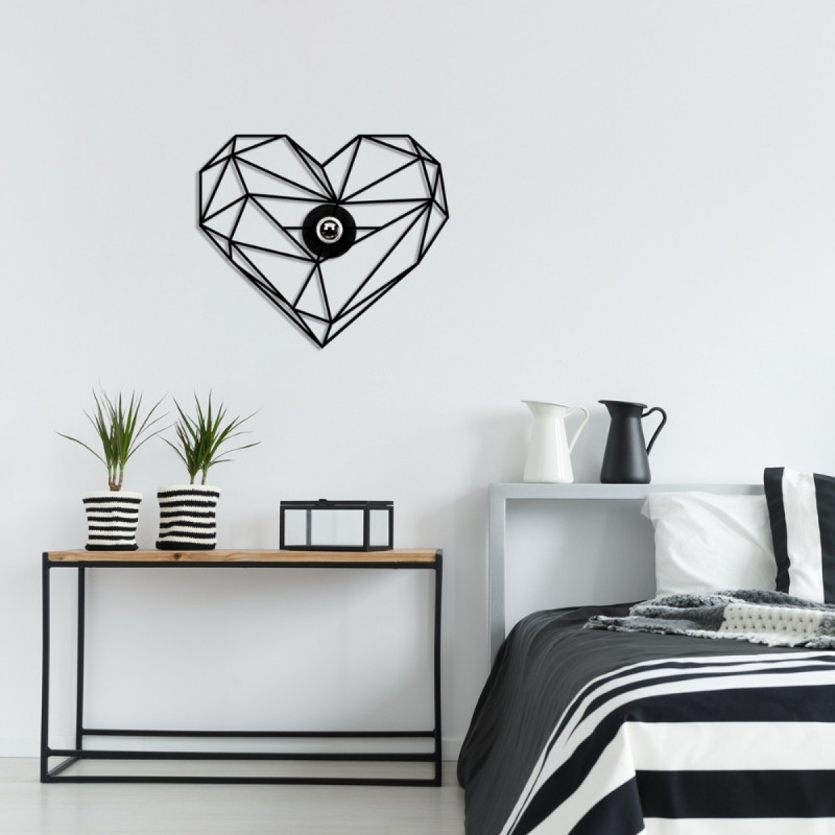 Απλίκα τοίχου Heart Megapap E27 MDF χρώμα μαύρο 47x12x40εκ.