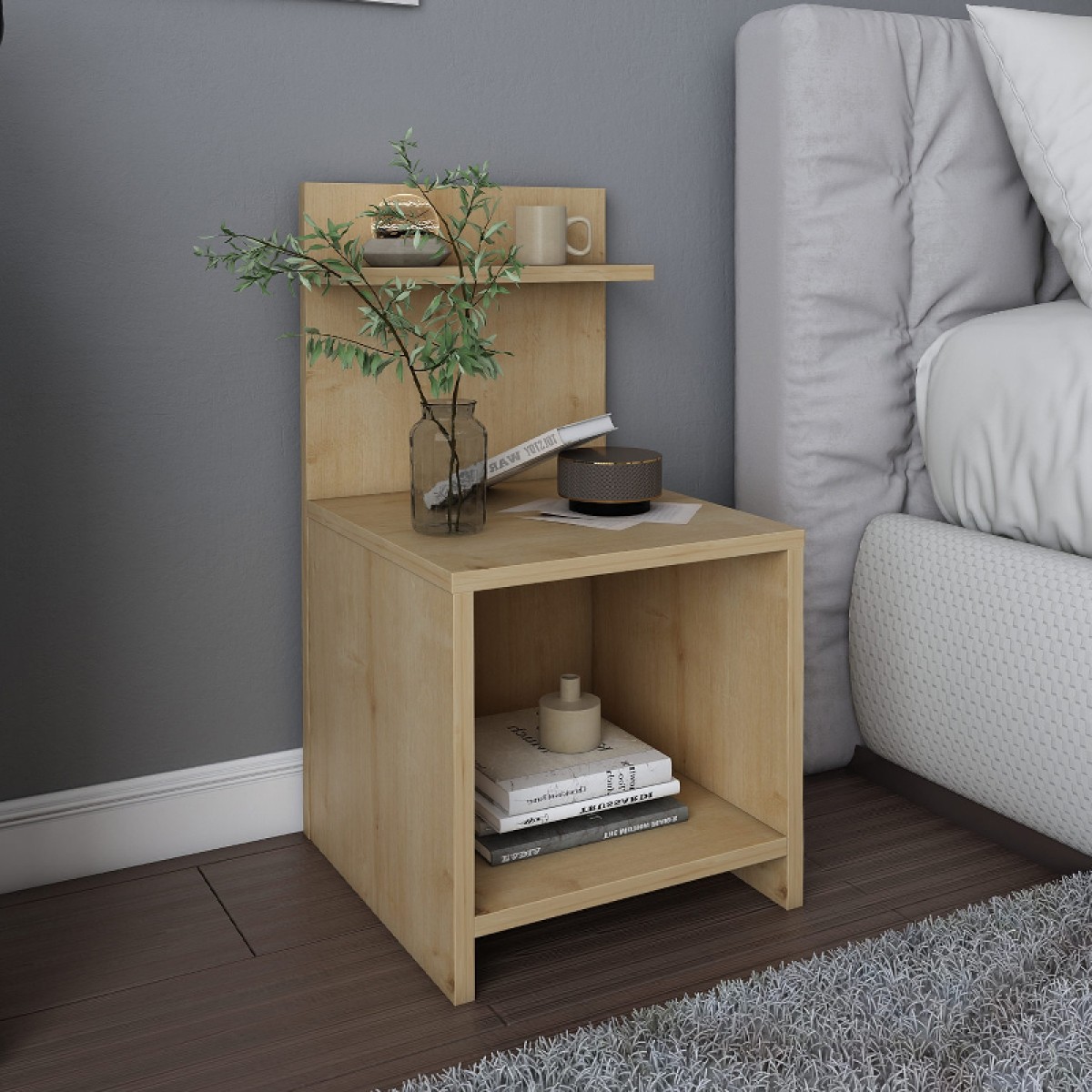 Κομοδίνο Ulman Megapap χρώμα sapphire oak 35x37x72εκ.