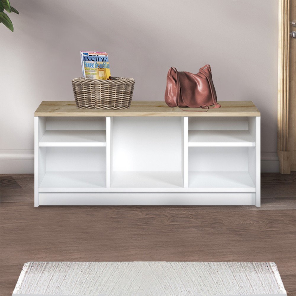Παπουτσοθήκη London Megapap χρώμα λευκό - sapphire oak 100x35x40εκ.