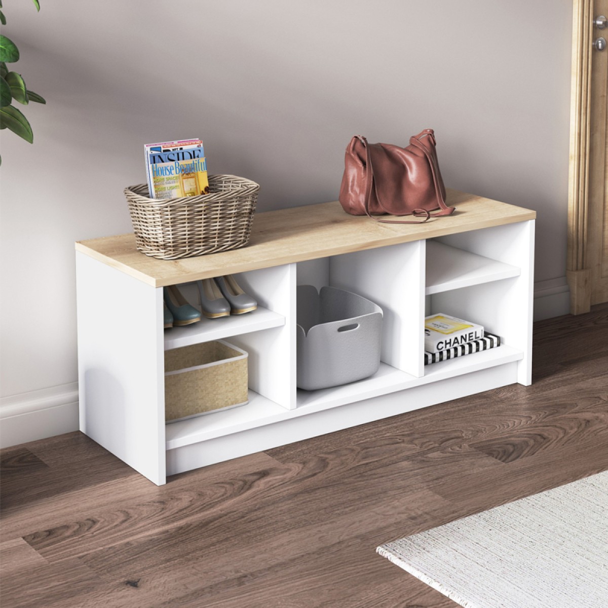 Παπουτσοθήκη London Megapap χρώμα λευκό - sapphire oak 100x35x40εκ.