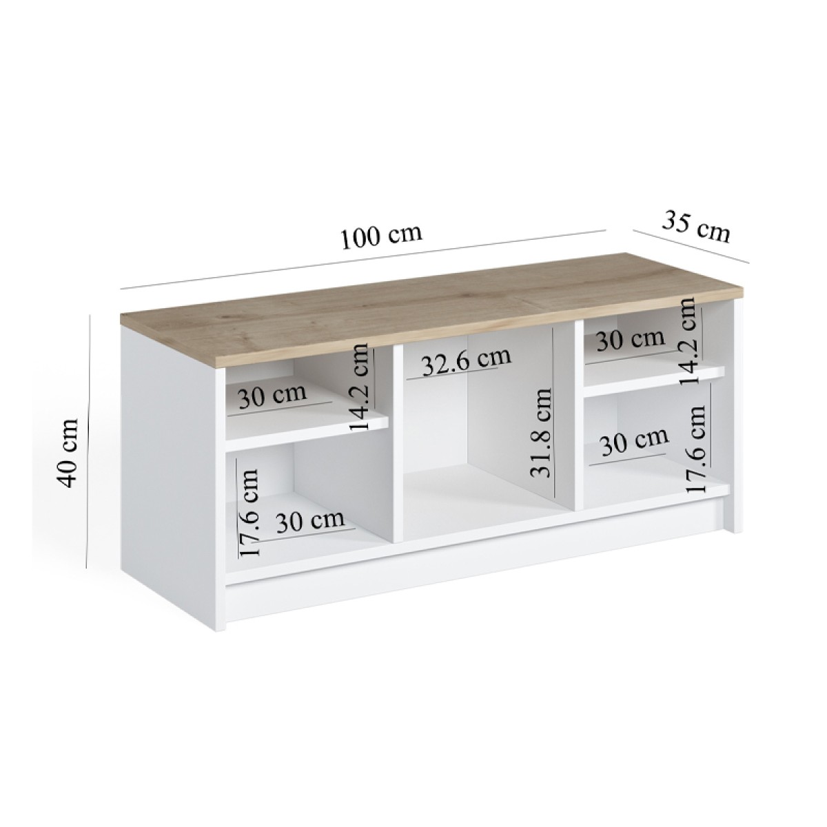 Παπουτσοθήκη London Megapap χρώμα λευκό - sapphire oak 100x35x40εκ.