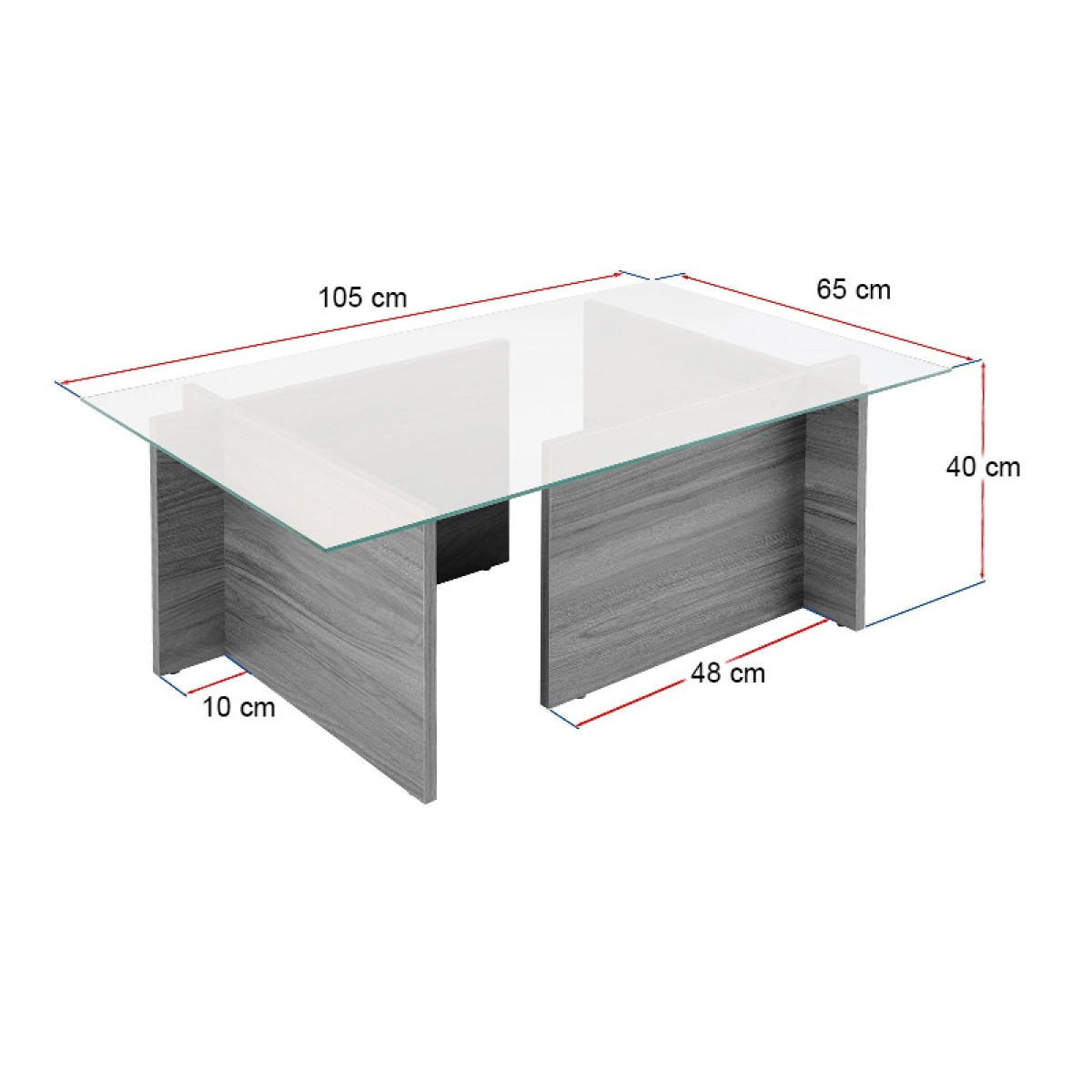Τραπεζάκι σαλονιού Vetrino Megapap γυάλινο χρώμα travertine 105x65x40εκ.