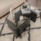 Τραπεζάκι σαλονιού Vetrino Megapap γυάλινο χρώμα black wood 105x65x40εκ.