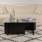 Τραπεζάκι σαλονιού Vetrino Megapap γυάλινο χρώμα black wood 105x65x40εκ.