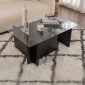 Τραπεζάκι σαλονιού Vetrino Megapap γυάλινο χρώμα black wood 105x65x40εκ.