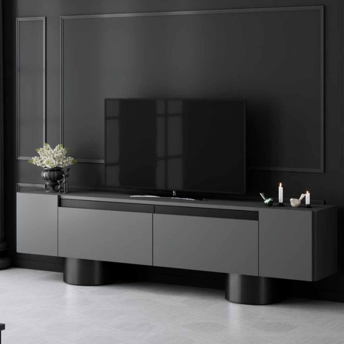 Έπιπλο τηλεόρασης Haven Megapap χρώμα ανθρακί 180x30x50εκ.