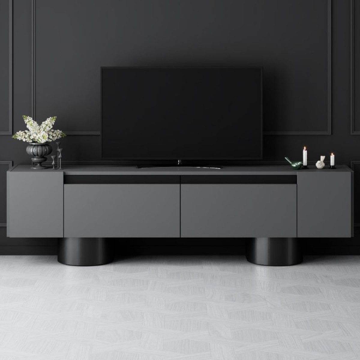 Έπιπλο τηλεόρασης Haven Megapap χρώμα ανθρακί 180x30x50εκ.