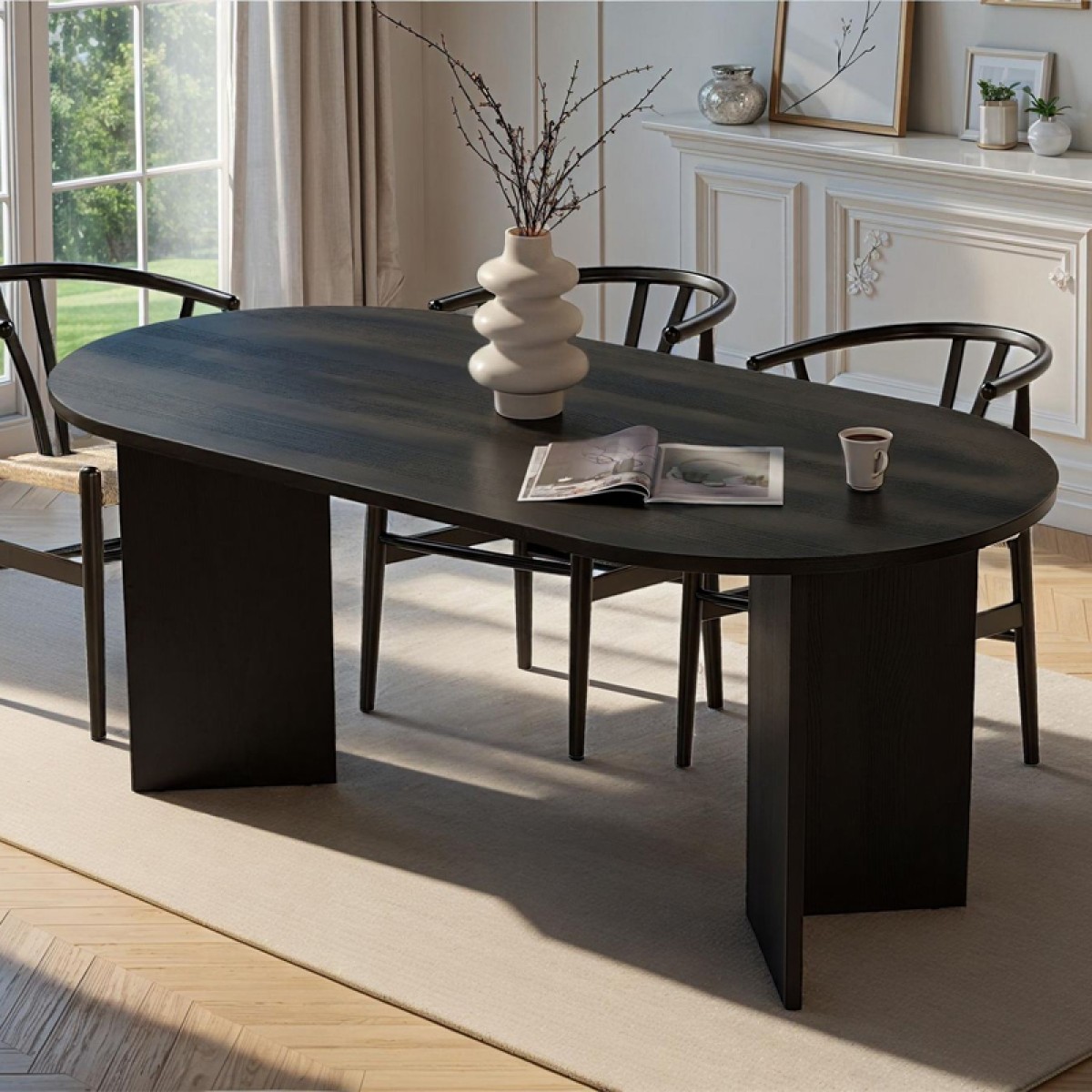 Τραπέζι Sablin Megapap χρώμα black wood 180x89,5x75εκ.