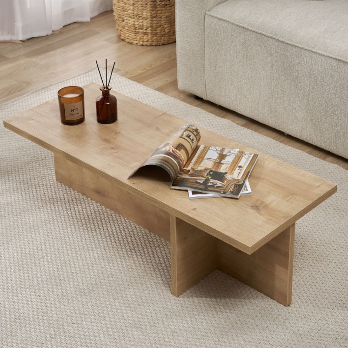 Τραπεζάκι σαλονιού Harbor Megapap χρώμα sapphire oak 120x45x30εκ.
