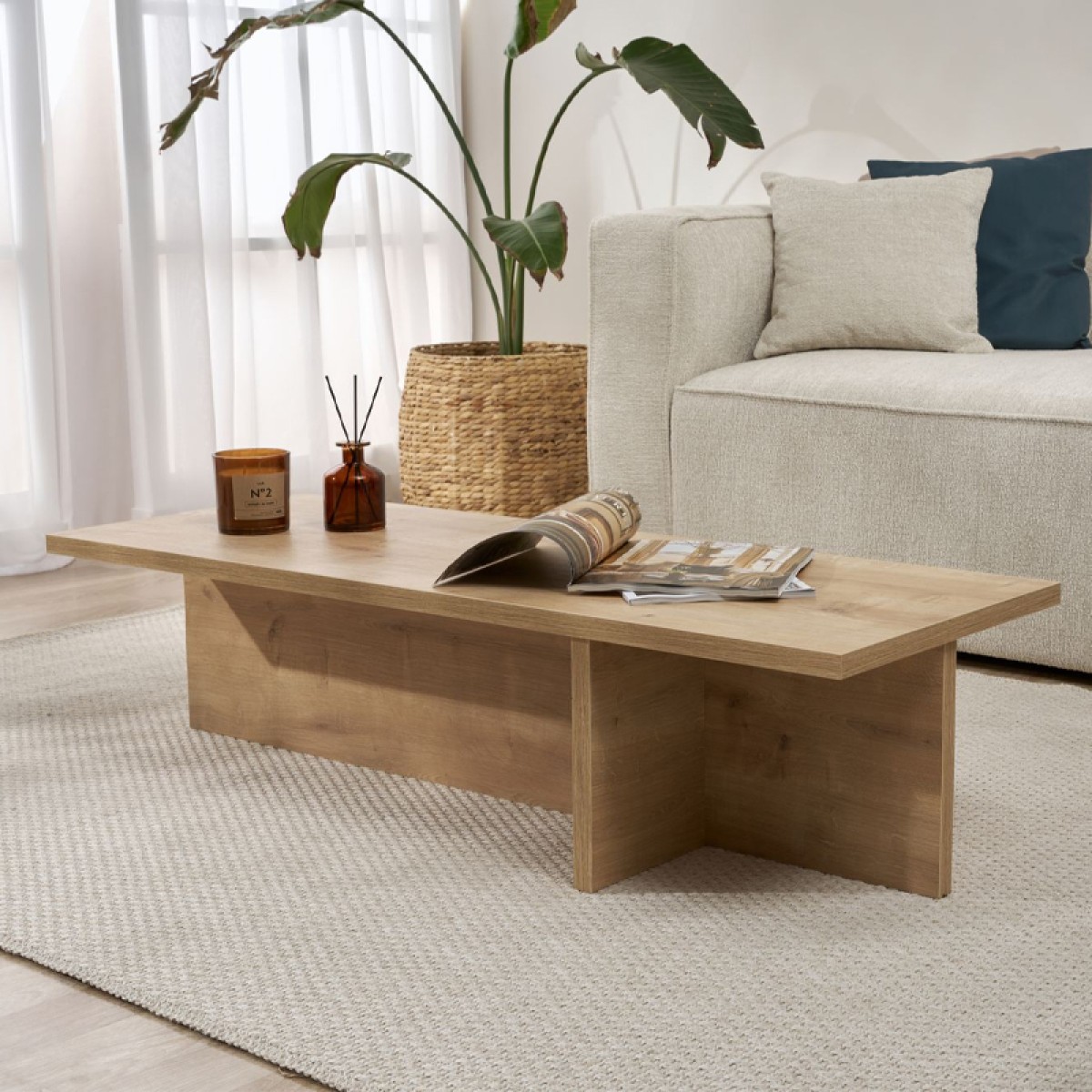 Τραπεζάκι σαλονιού Harbor Megapap χρώμα sapphire oak 120x45x30εκ.