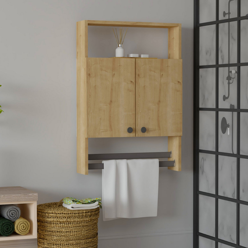 Ντουλάπι μπάνιου επιτοίχιο Ela Megapap χρώμα sapphire oak 60x15x87εκ.