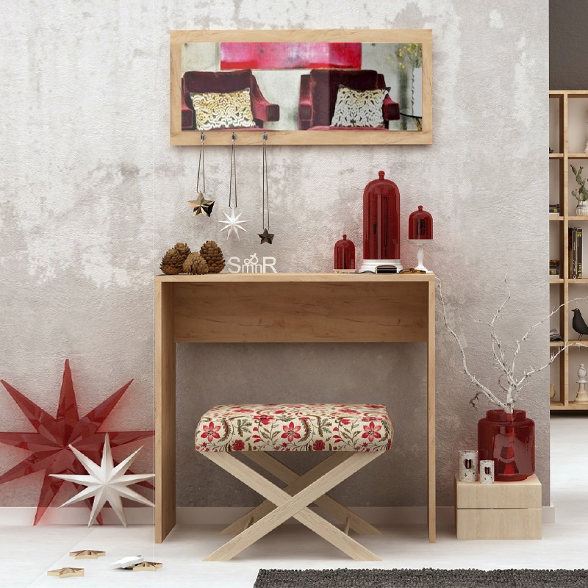 Κονσόλα με καθρέπτη Cosenza Megapap χρώμα oak 80x30x82εκ.