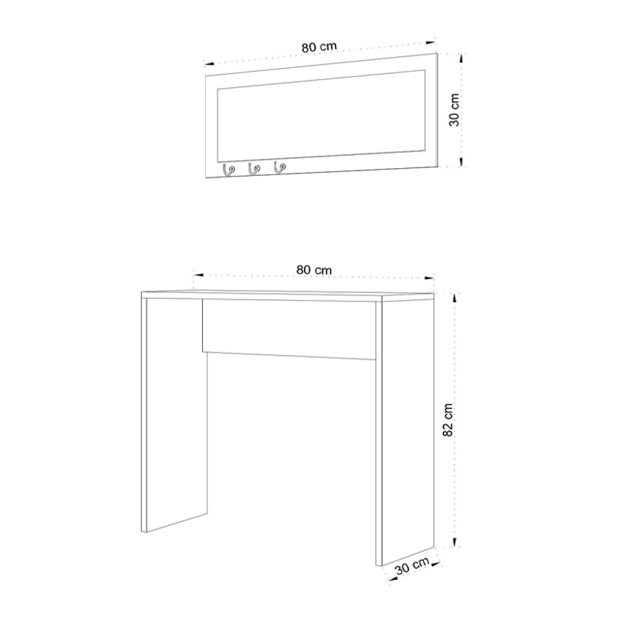 Κονσόλα με καθρέπτη Cosenza Megapap χρώμα oak 80x30x82εκ.