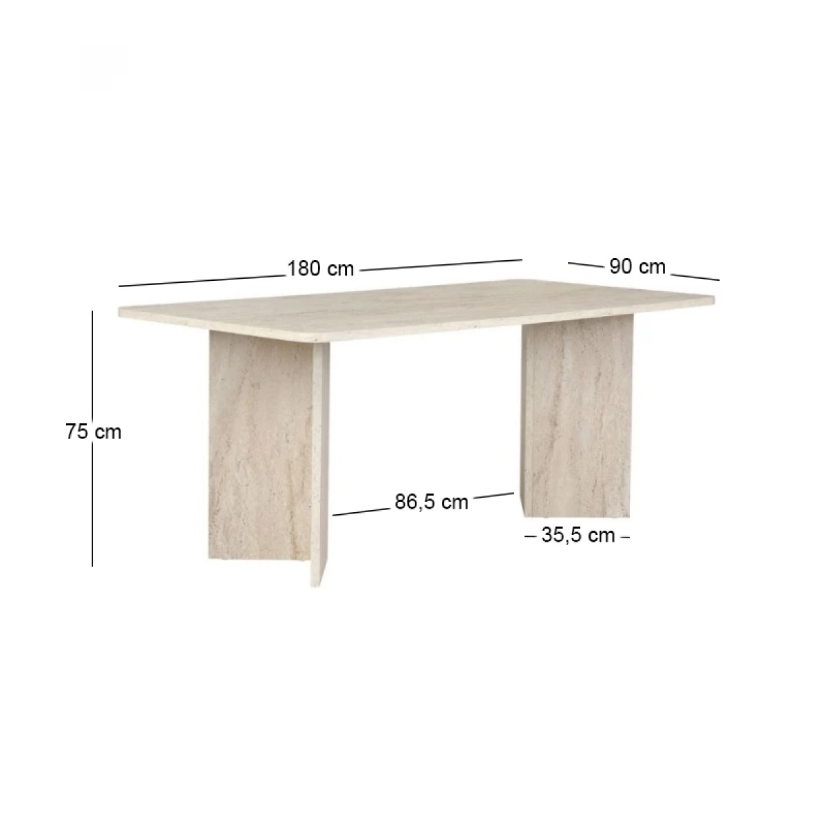 Τραπέζι Linza Megapap χρώμα travertine 180x90x75εκ.