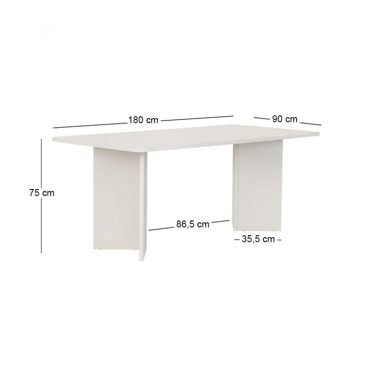 Τραπέζι Linza Megapap χρώμα λευκό 180x90x75εκ.