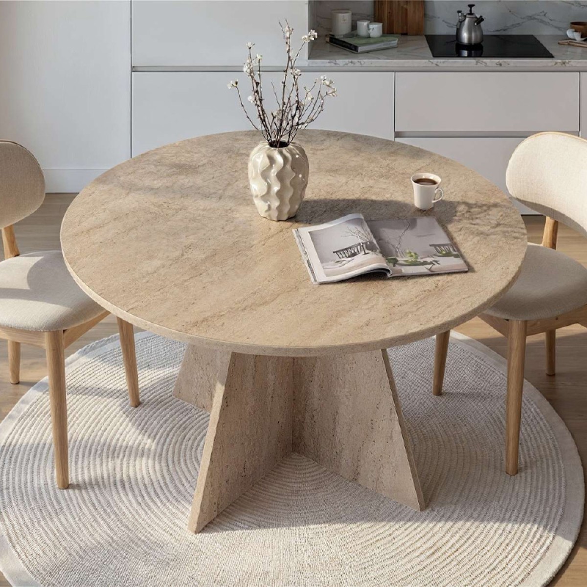Τραπέζι Virela Megapap χρώμα travertine Ø120x75εκ.