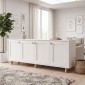 Μπουφές Bohemian Megapap χρώμα λευκό - φυσικό οξιάς 180x40x75εκ.