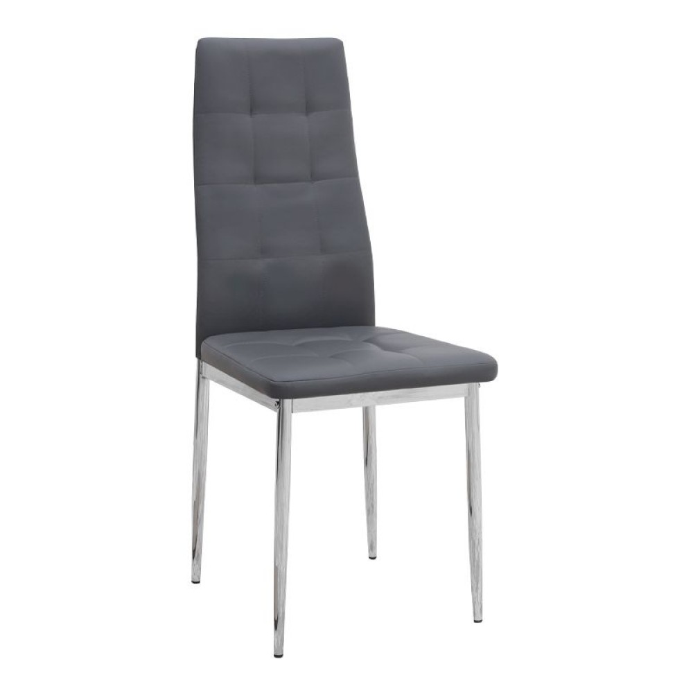 Σετ τραπεζαρία 5τμχ Allos - Rosa Megapap χρώμα sapphire oak - γκρι/χρωμίου πόδι 75x75x77εκ.