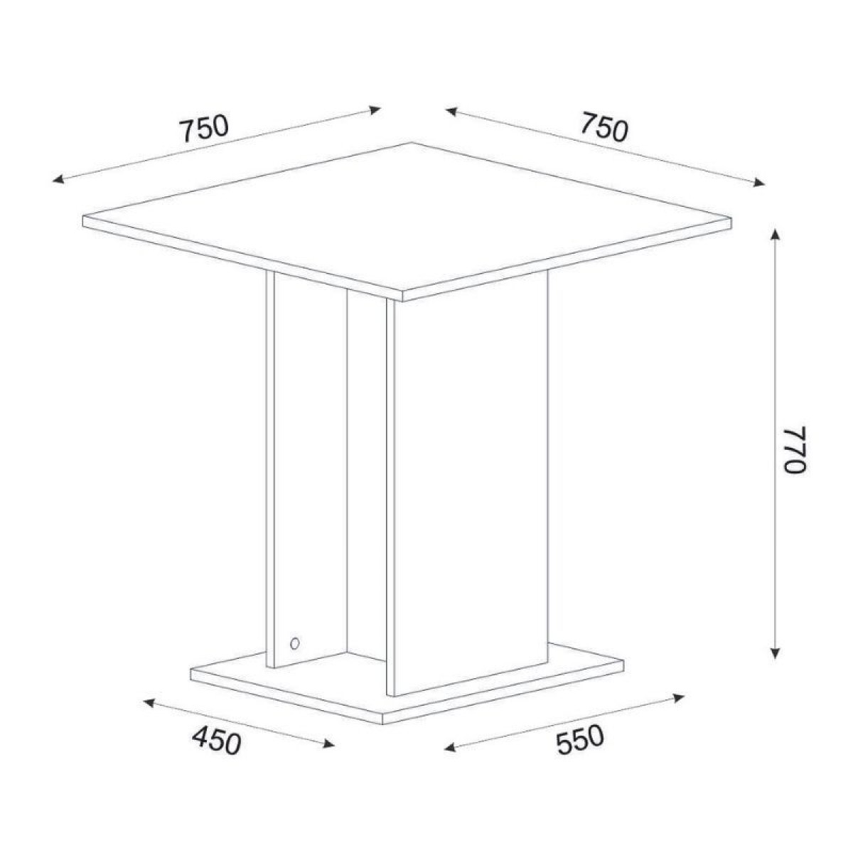 Σετ τραπεζαρία 5τμχ Allos - Rosa Megapap χρώμα sapphire oak - γκρι/χρωμίου πόδι 75x75x77εκ.