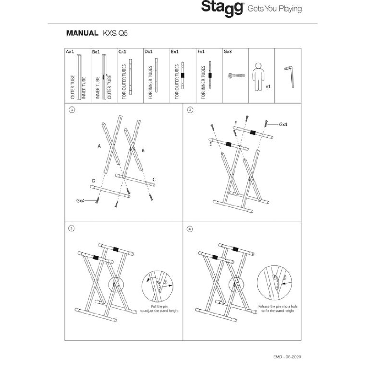 STAGG KXSQ5 Bάση Αρμονίου - Keyboard - Πλήκτρων με διπλό πόδι