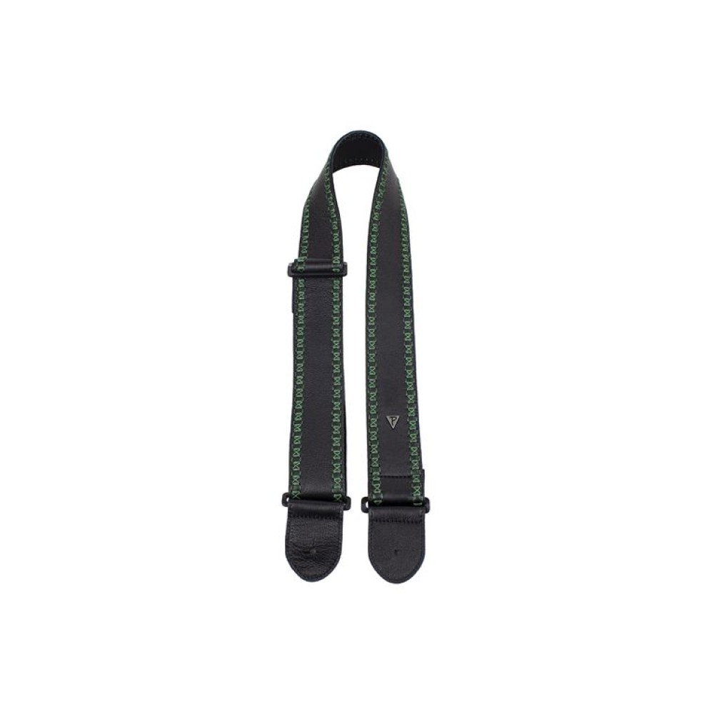 PERRI'S 2.5'' DS25-7293 Soft Black Glove  w/ Green Fancy Stitch Ζώνη Kιθάρας - Mπάσου