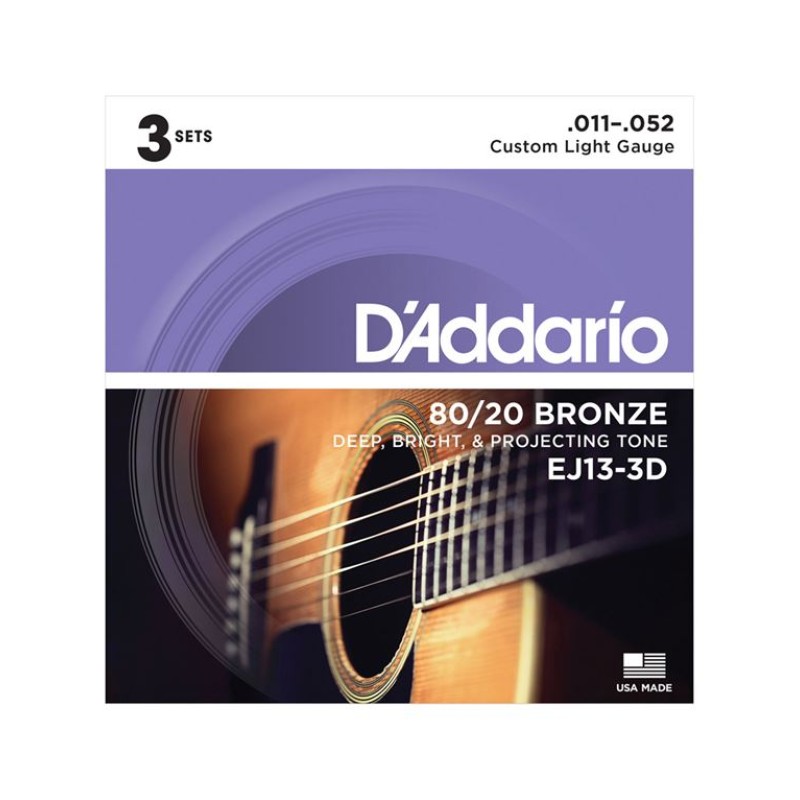D'Addario EJ-13 3D Χορδές Ακουστικής Κιθάρας 3 Σετ (11-52)