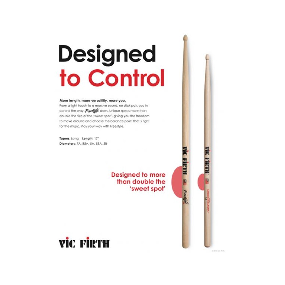 VIC FIRTH FS7A American Concept Freestyle 7A Wood Μπαγκέτες
