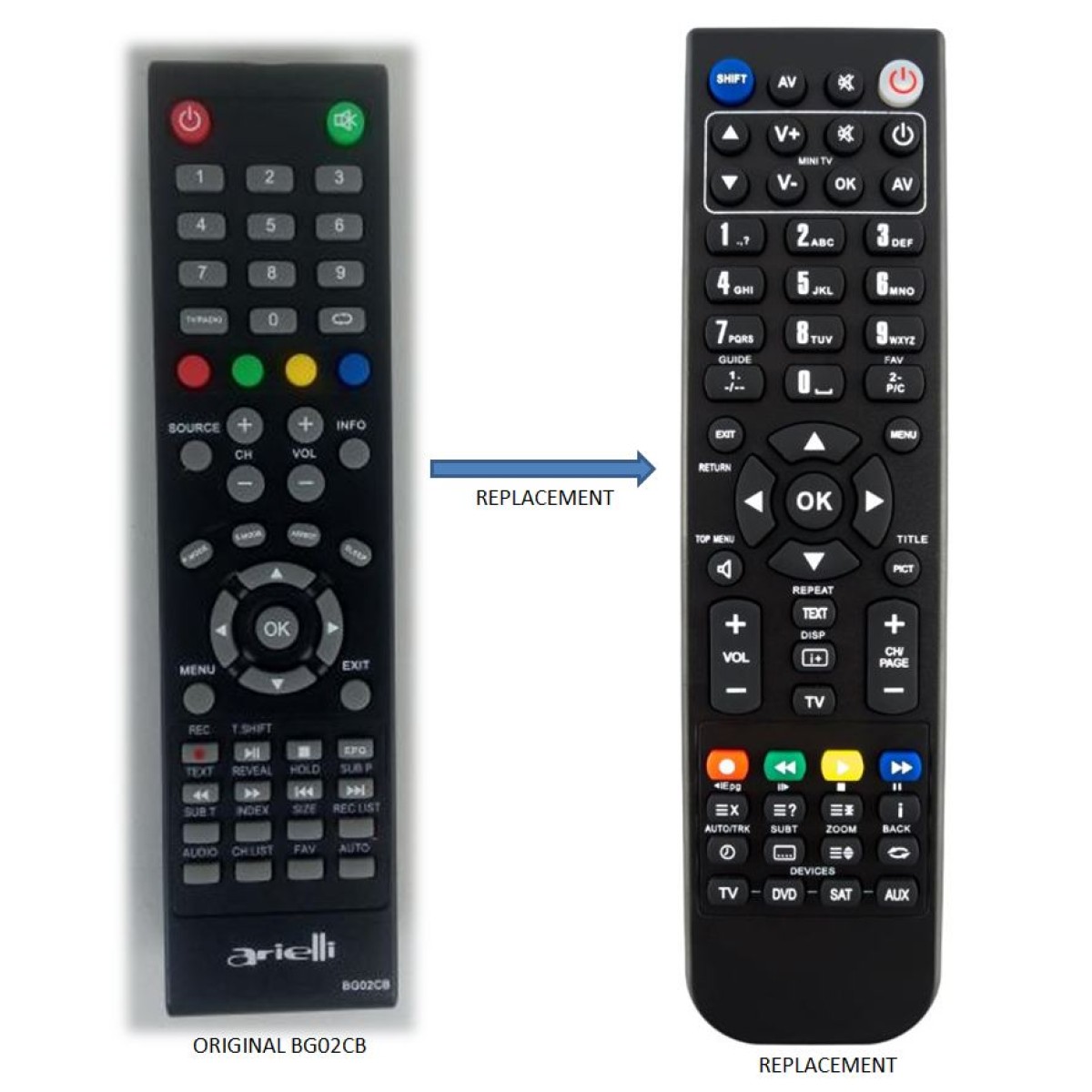 ARIELLI BG02CB REPLACEMENT REMOTE CONTROL
