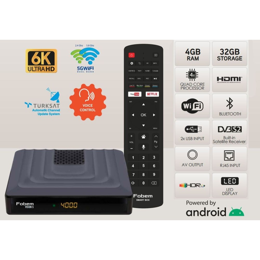 FOBEM VISION S Android Box & Δορυφορικός Δέκτης