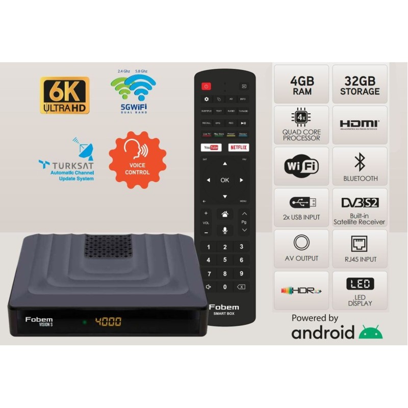 FOBEM VISION S Android Box & Δορυφορικός Δέκτης