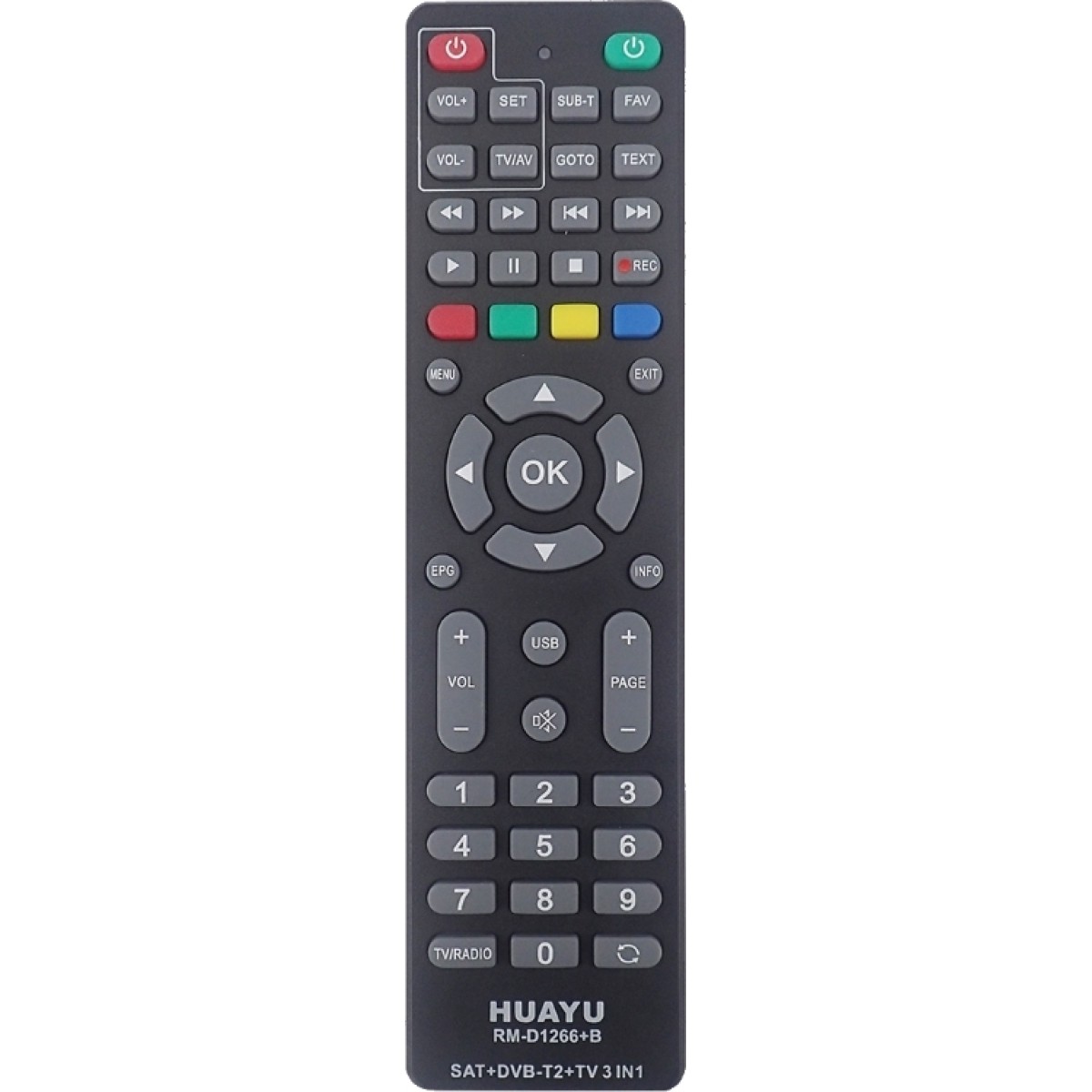 HUAYU RM-1266+B UNIVERSAL REMOTE CONTROL FOR DVB-T