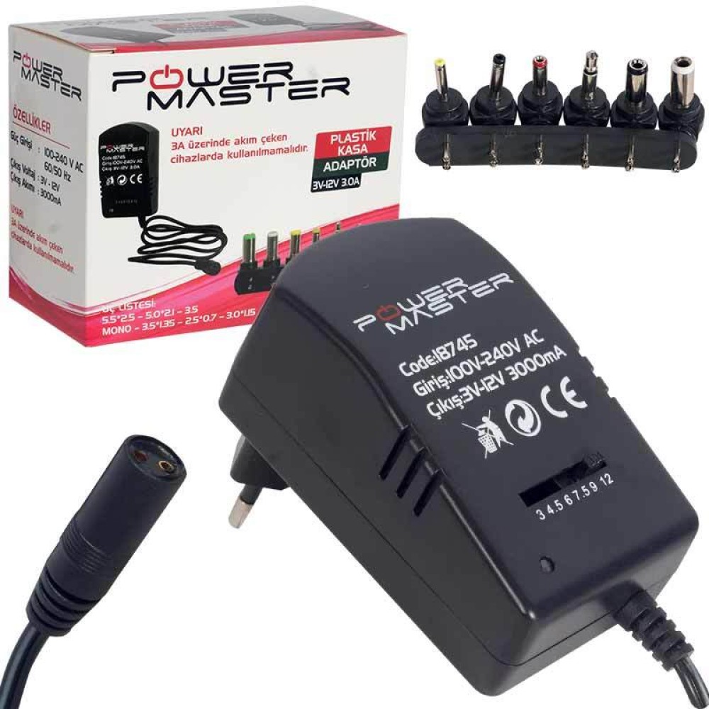 POWERMASTER 3V - 12V 3000mA ADAPTOR