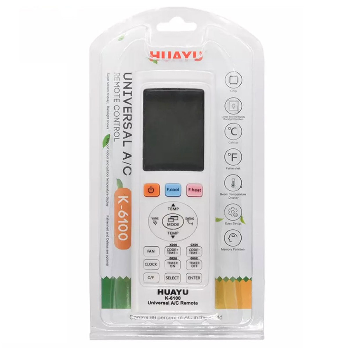 HUAYU KK-6100 UNIVERSAL REMOTE CONTROL FOR AIR CONDITION