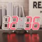 3D LED Διακοσμητικό Ρολόι Τοίχου / Επιτραπέζιο Ρολόι Λευκή Βάση Κόκκινο Φως