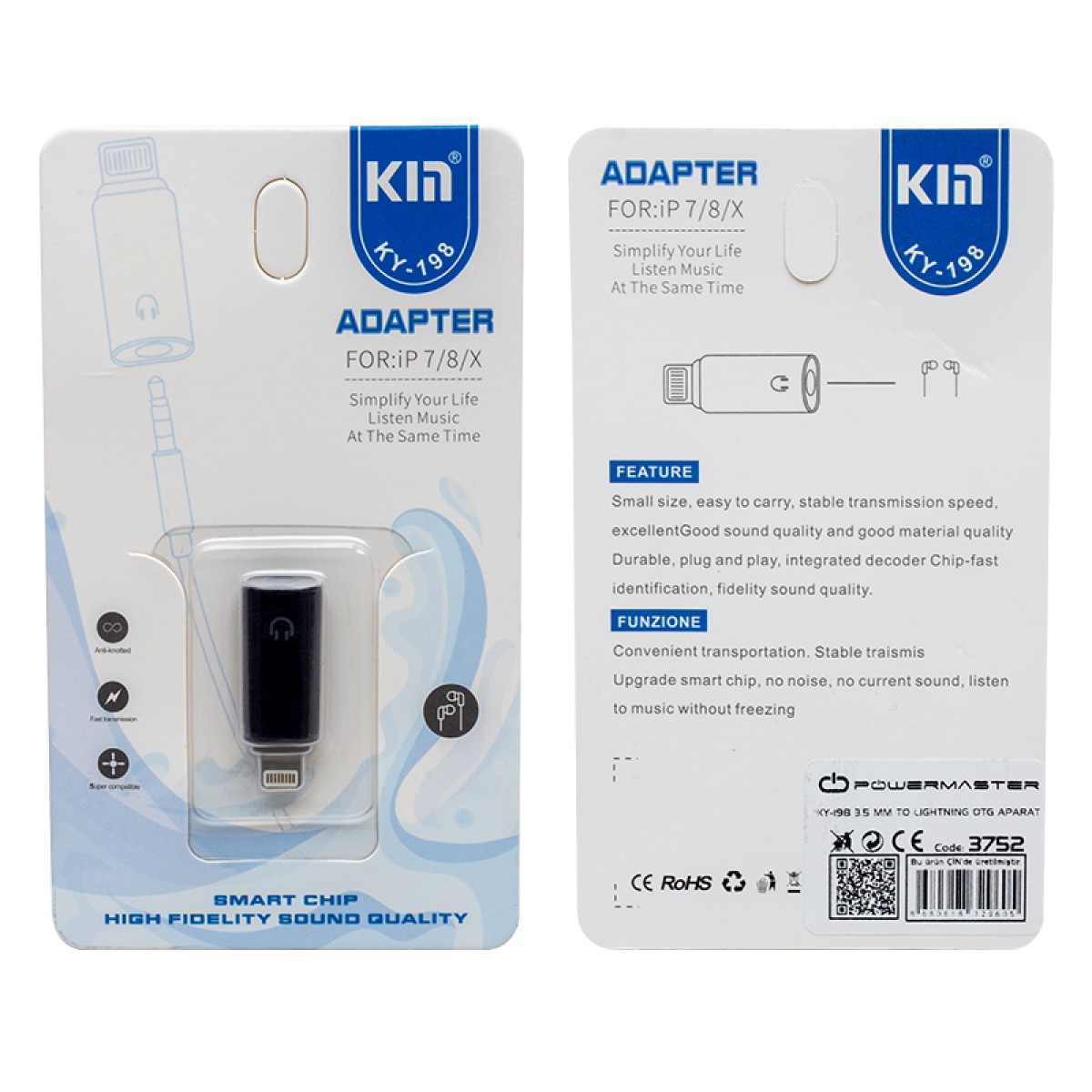 POWERMASTER KY-198 3,5 mm To Lightning OTG Apparatus