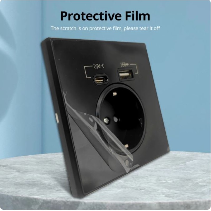 WALLPAD Μονή Χωνευτή Πρίζα Ρεύματος με 2 Θύρες USB