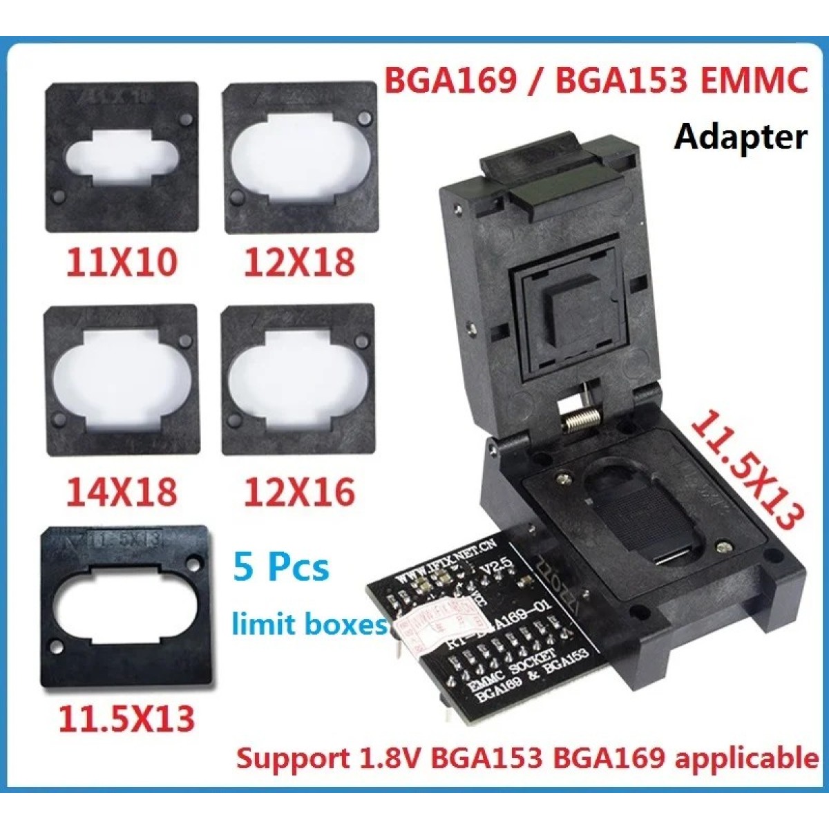 BGA153 EMMC Adapter V2.5 with 4Pcs BGA Bounding