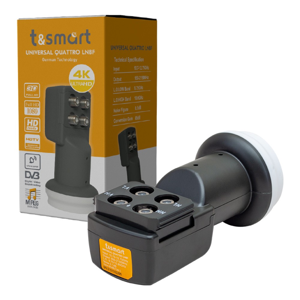 T&SMART 0.1dB UHD 4K Universal Quattro LNB