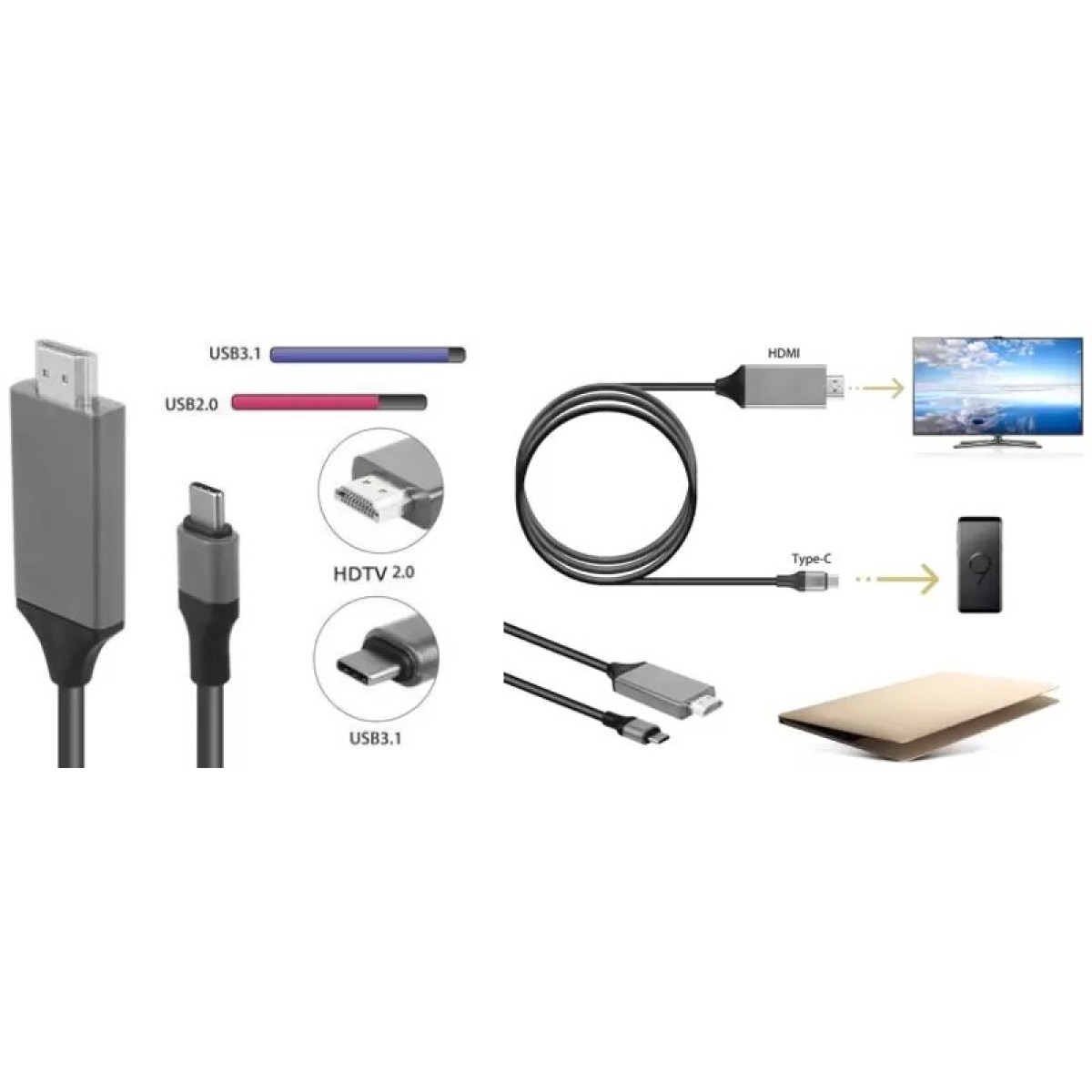 POWERMASTER PM-6018 USB Type-C To HDMI Converter Cable 2m