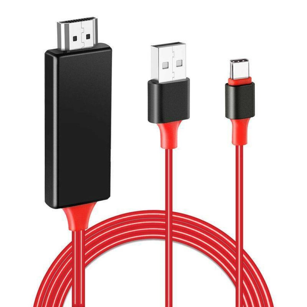 POWERMASTER PM-6019 USB Type-C To HDMI + USB Converter Cable 2m